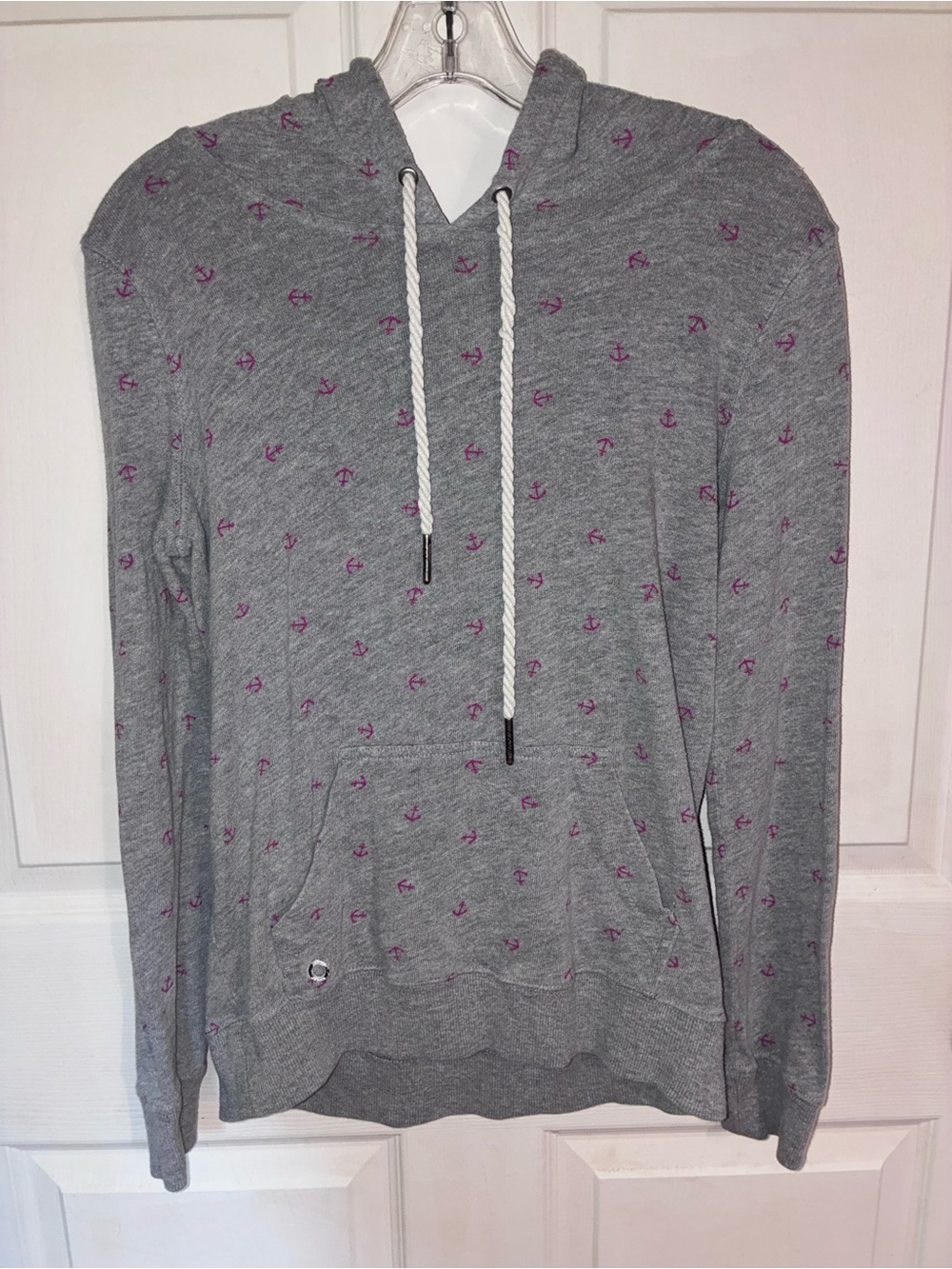 Roxy Gray Hoodie with Pink Anchor Motif